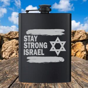 Personalized Israel Flag Black Flask | Flask | Israel | Family Gift